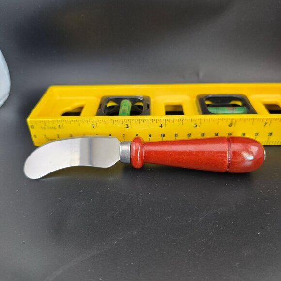 4-Piece Stainless Steel Cheese Knife Set With Red Wooden Handles Charcuterie - Picture 5 of 7